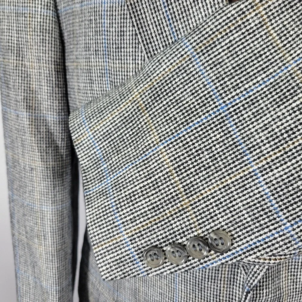 VTG Stafford Men's Sport‎ Coat Blazer Two Button Gray Plaid Size 42L